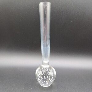 VINTAGE Mid Century Murano Style Hand Blown Art Glass Bubble Bud Vase 6"